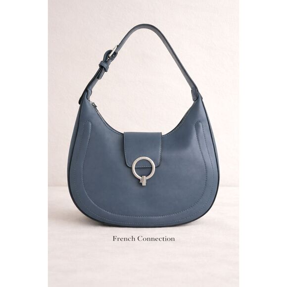 French Connection Handbags - French Connection Hobo Bag Blue Ring Closure NWT Zip Flap Legion Blue